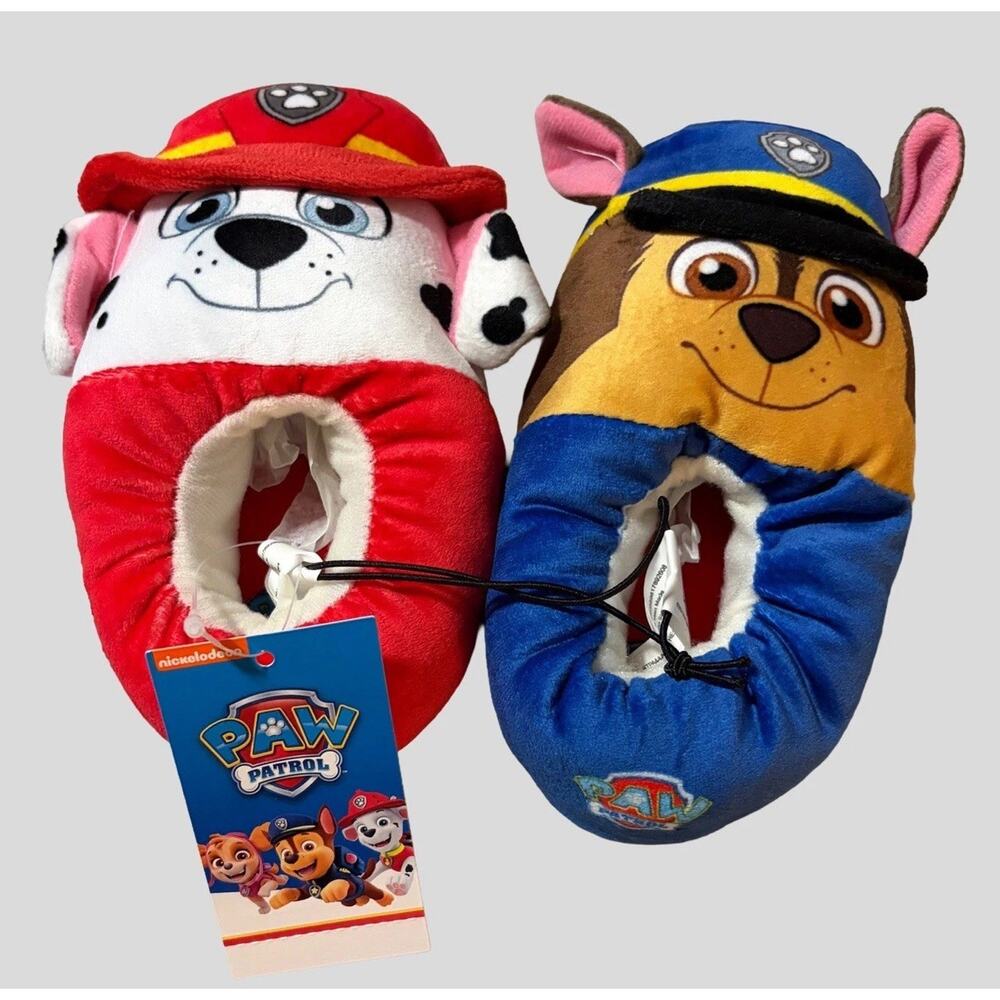 Paw Patrol Slippers Toddler Boys Marshall Chase Plush House Shoes Sz 5-6 NWT